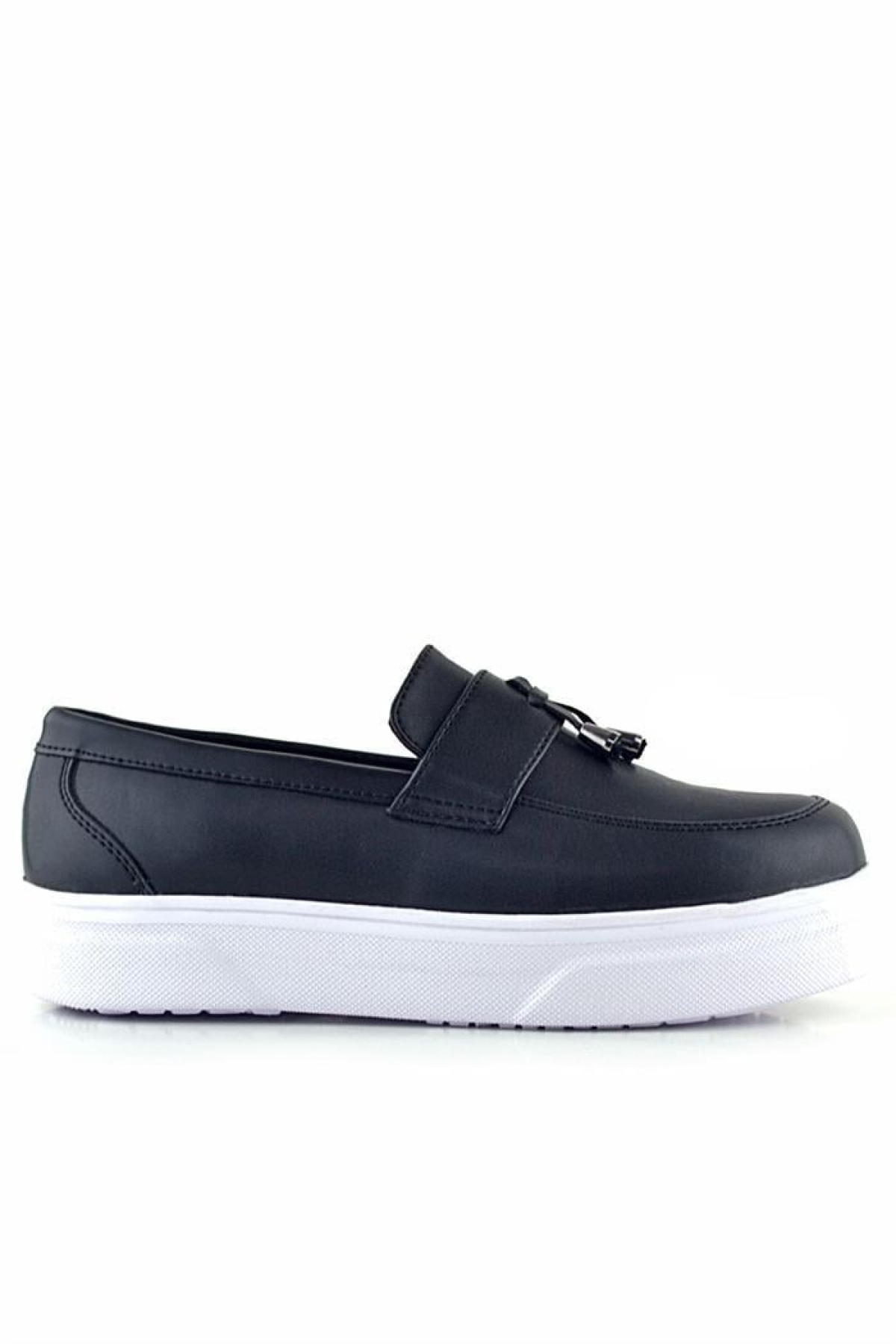 Siyah Mat Beyaz Taban Loafer Klasik Çocuk Ayakkabısı - Görsel 4