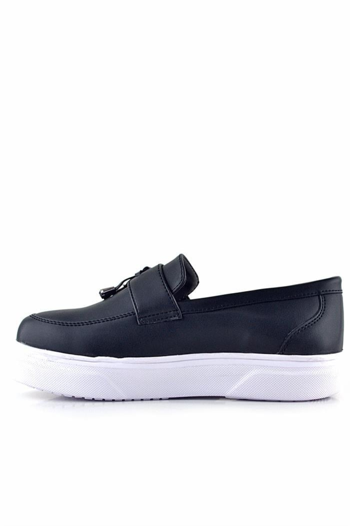 Siyah Mat Beyaz Taban Loafer Klasik Çocuk Ayakkabısı - Görsel 6