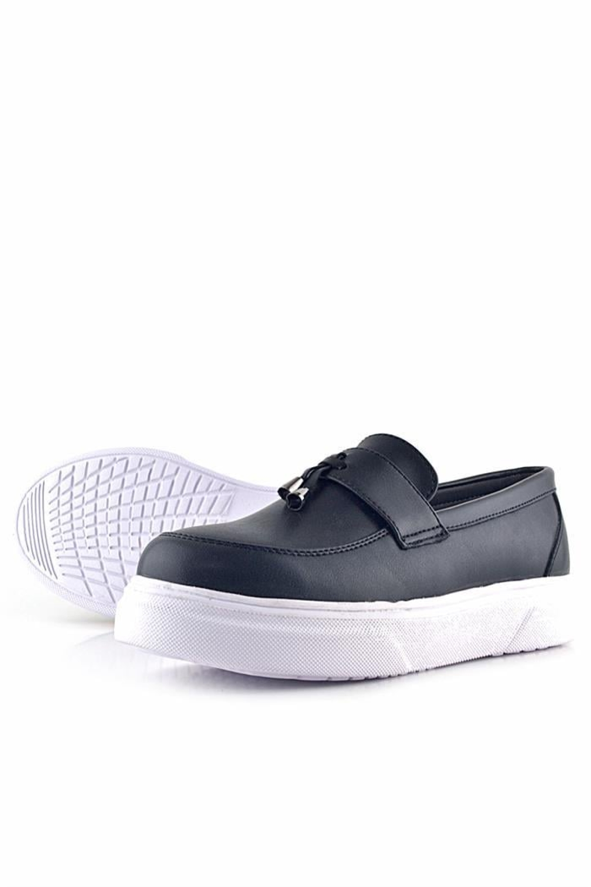 Siyah Mat Beyaz Taban Loafer Klasik Çocuk Ayakkabısı - Görsel 8