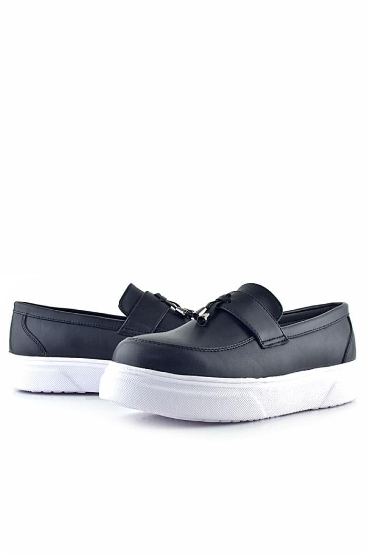 Siyah Mat Beyaz Taban Loafer Klasik Çocuk Ayakkabısı - Görsel 9