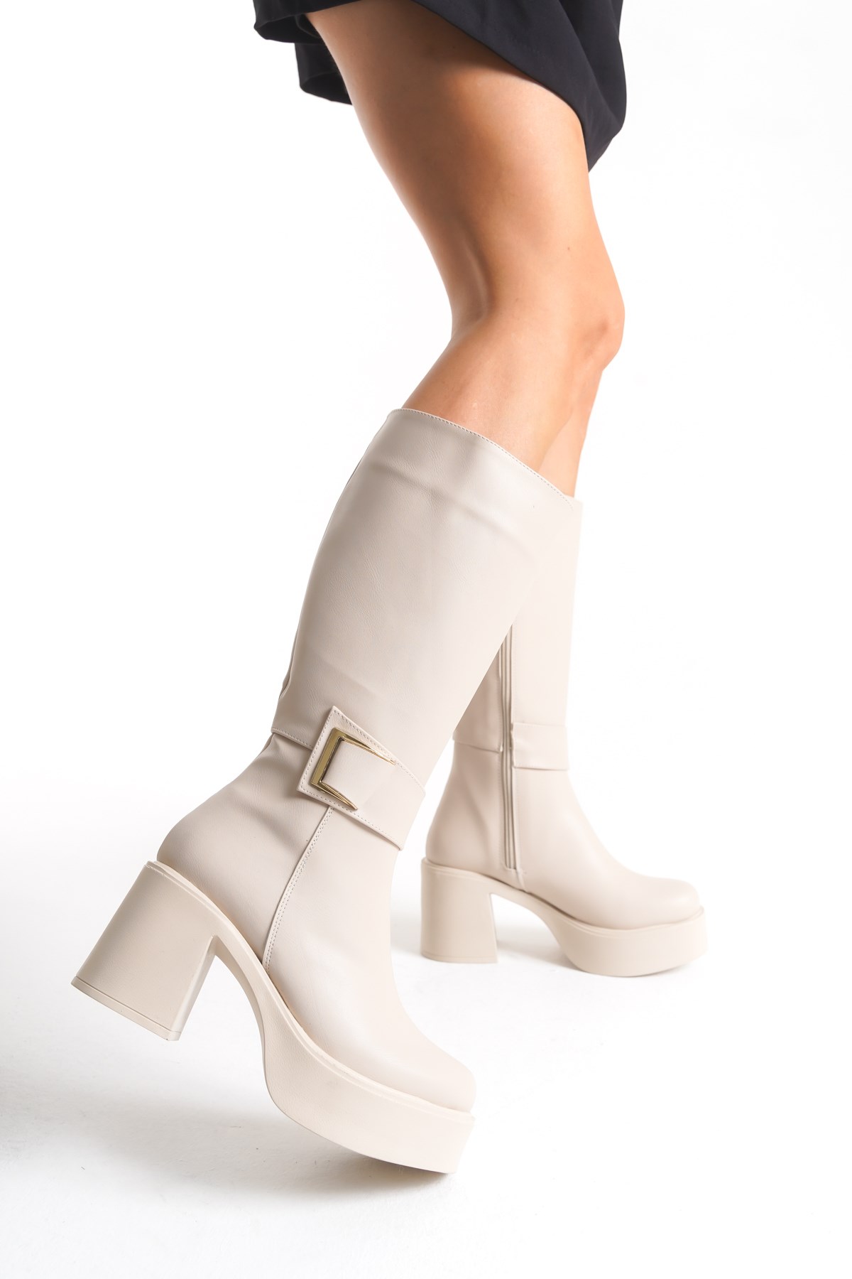 Kadın Aksesuarlı Kalın Taban &amp; Topuklu Çizme 914311-z - Görsel 3