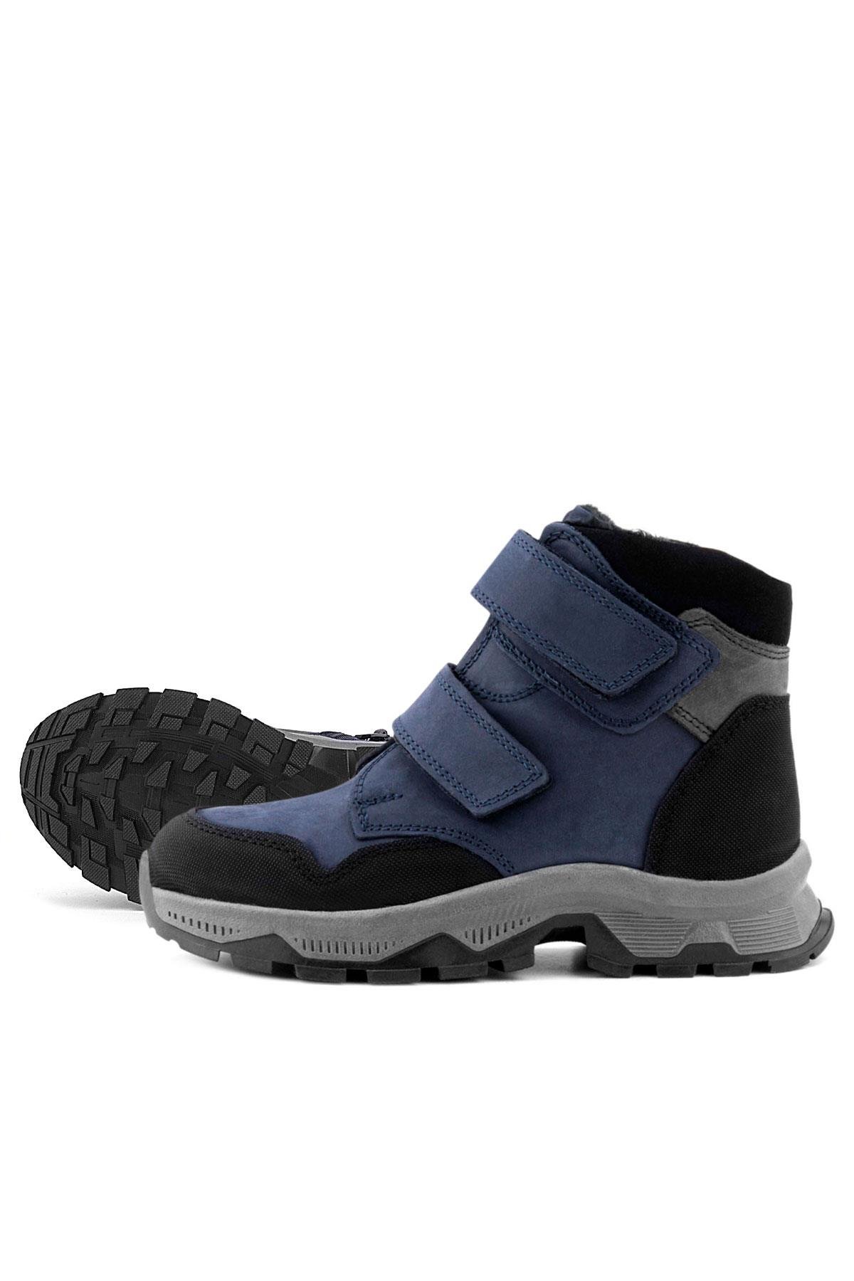 Trekking Hakiki Deri Lacivert Cırt Cırtlı Erkek Çocuk Bot - Görsel 7