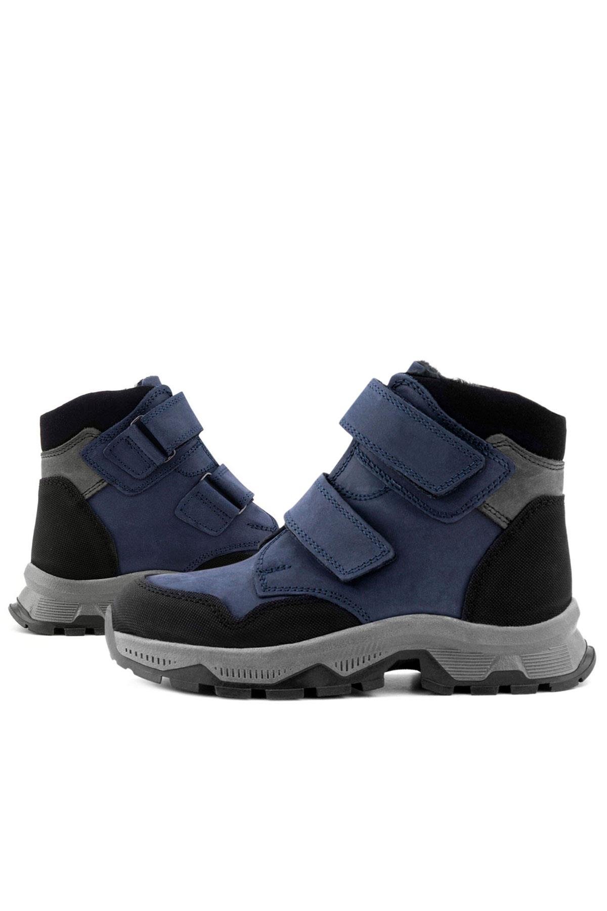 Trekking Hakiki Deri Lacivert Cırt Cırtlı Erkek Çocuk Bot - Görsel 8