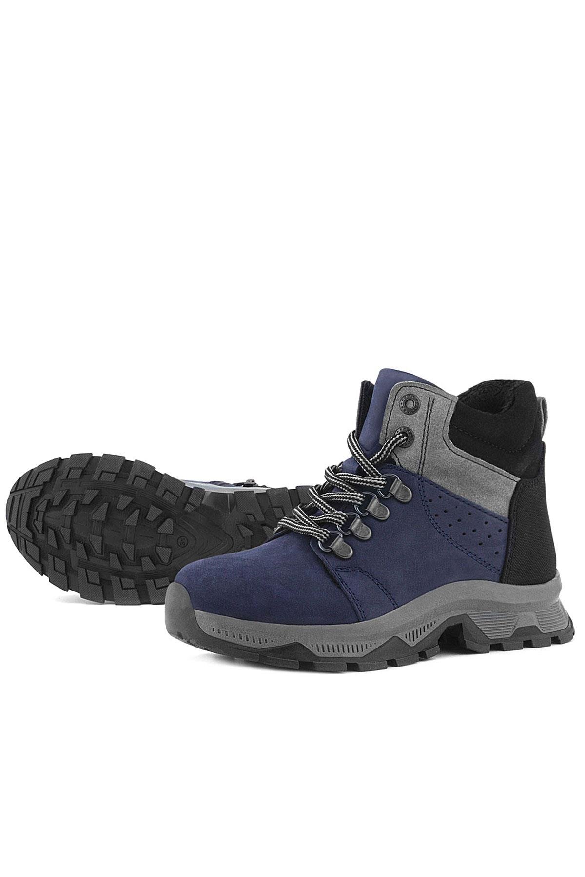 Hakiki Deri Lacivert Fermuarlı Trekking Çocuk Bot - Görsel 8
