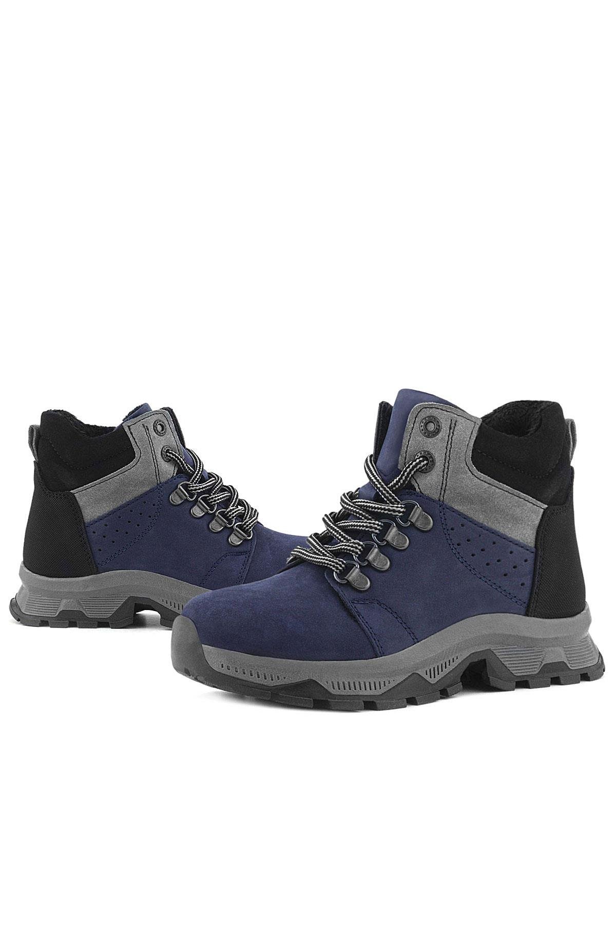 Hakiki Deri Lacivert Fermuarlı Trekking Çocuk Bot - Görsel 9