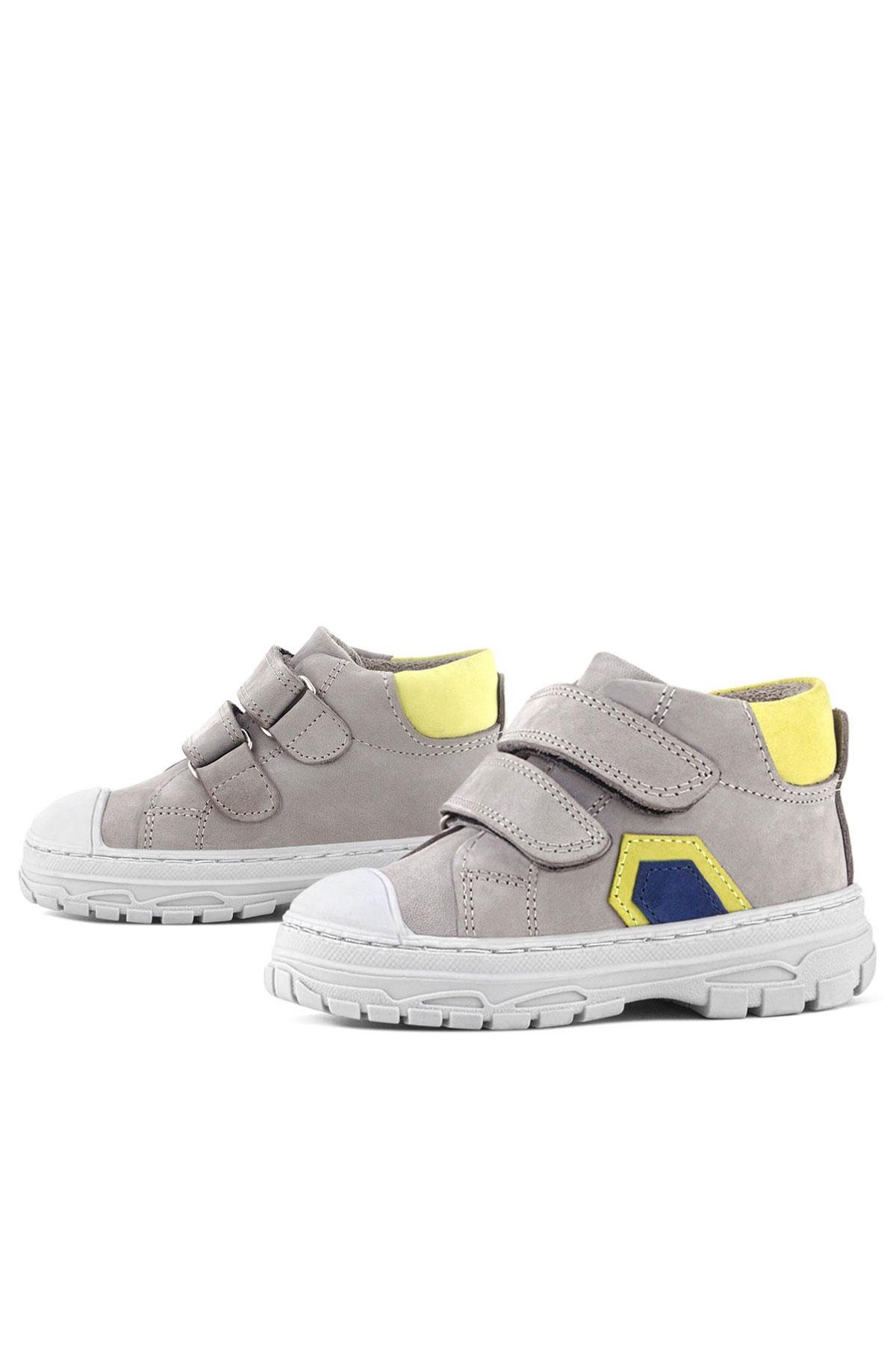 Tails Hakiki Deri Gri Sarı Cırtlı Çocuk Spor Bot - Görsel 6