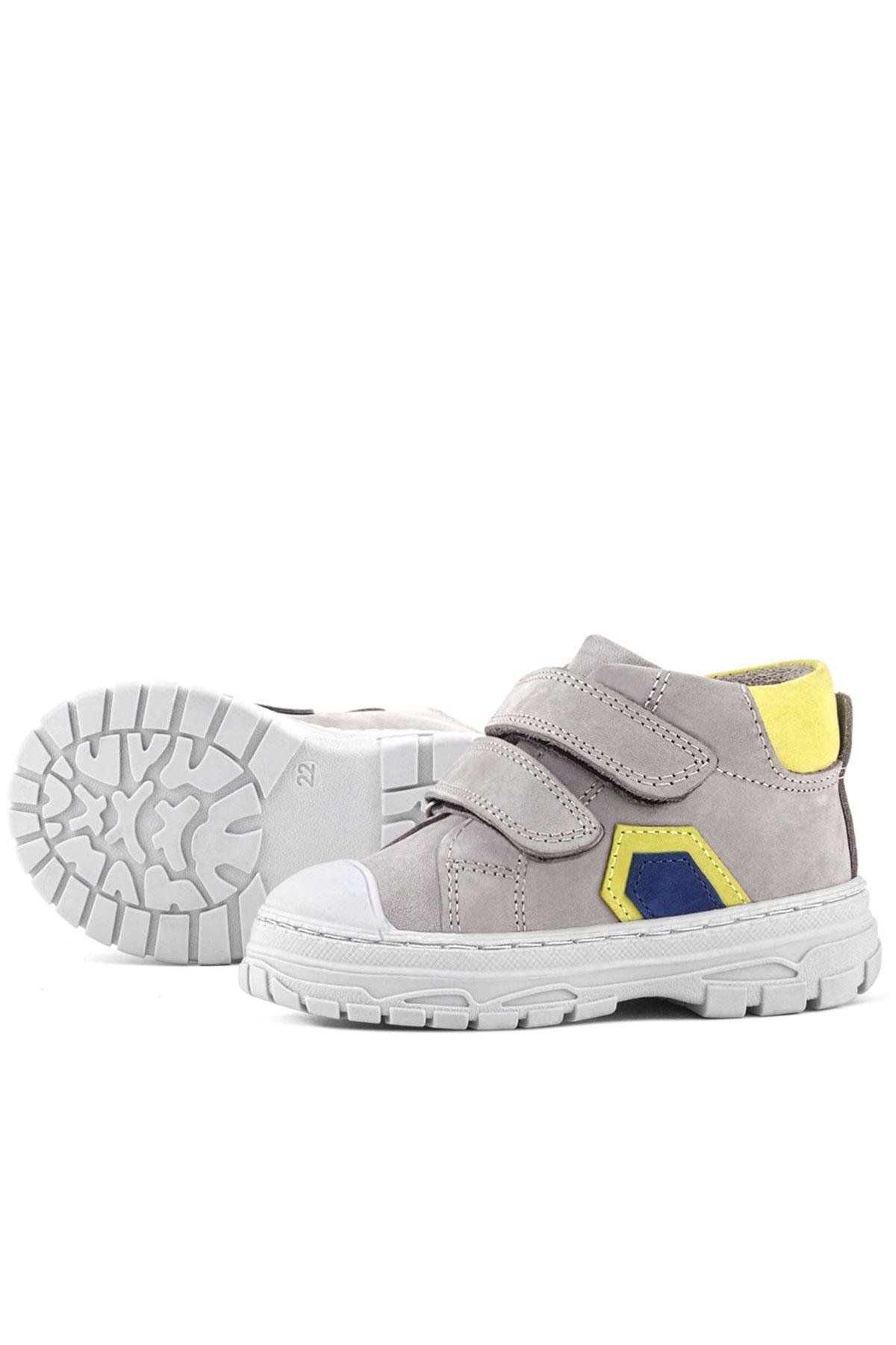 Tails Hakiki Deri Gri Sarı Cırtlı Çocuk Spor Bot - Görsel 7