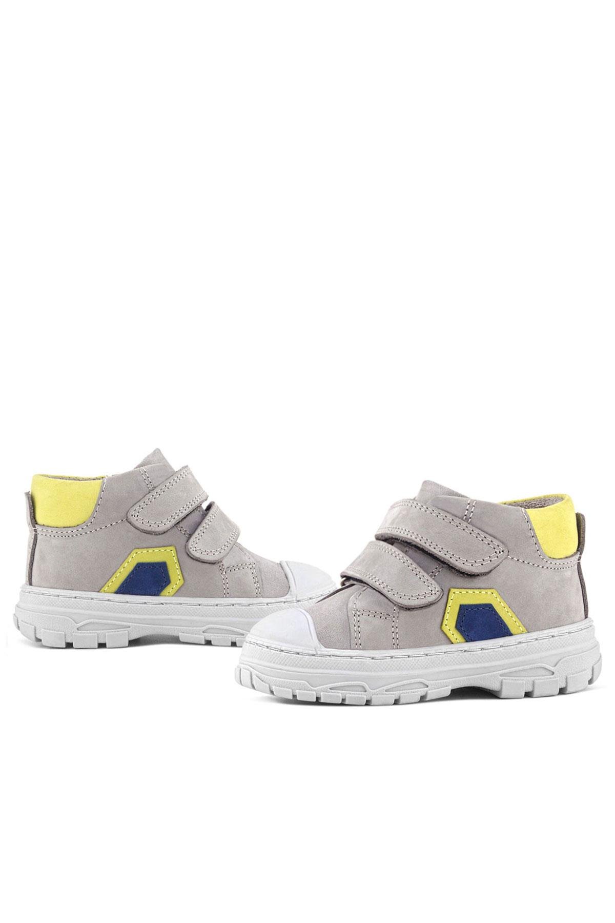 Tails Hakiki Deri Gri Sarı Cırtlı Çocuk Spor Bot - Görsel 8