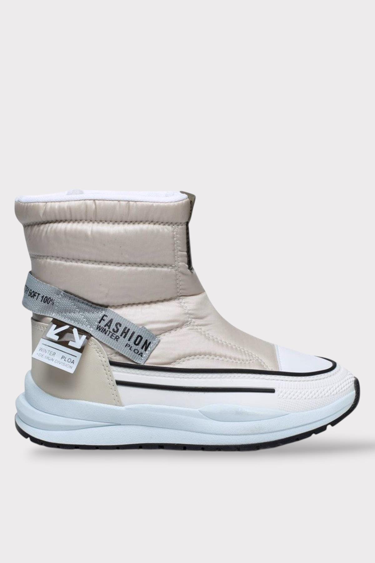 İçi Kürklü Kaydırmaz Taban Kadın Kar Botu BEJ - Görsel 2