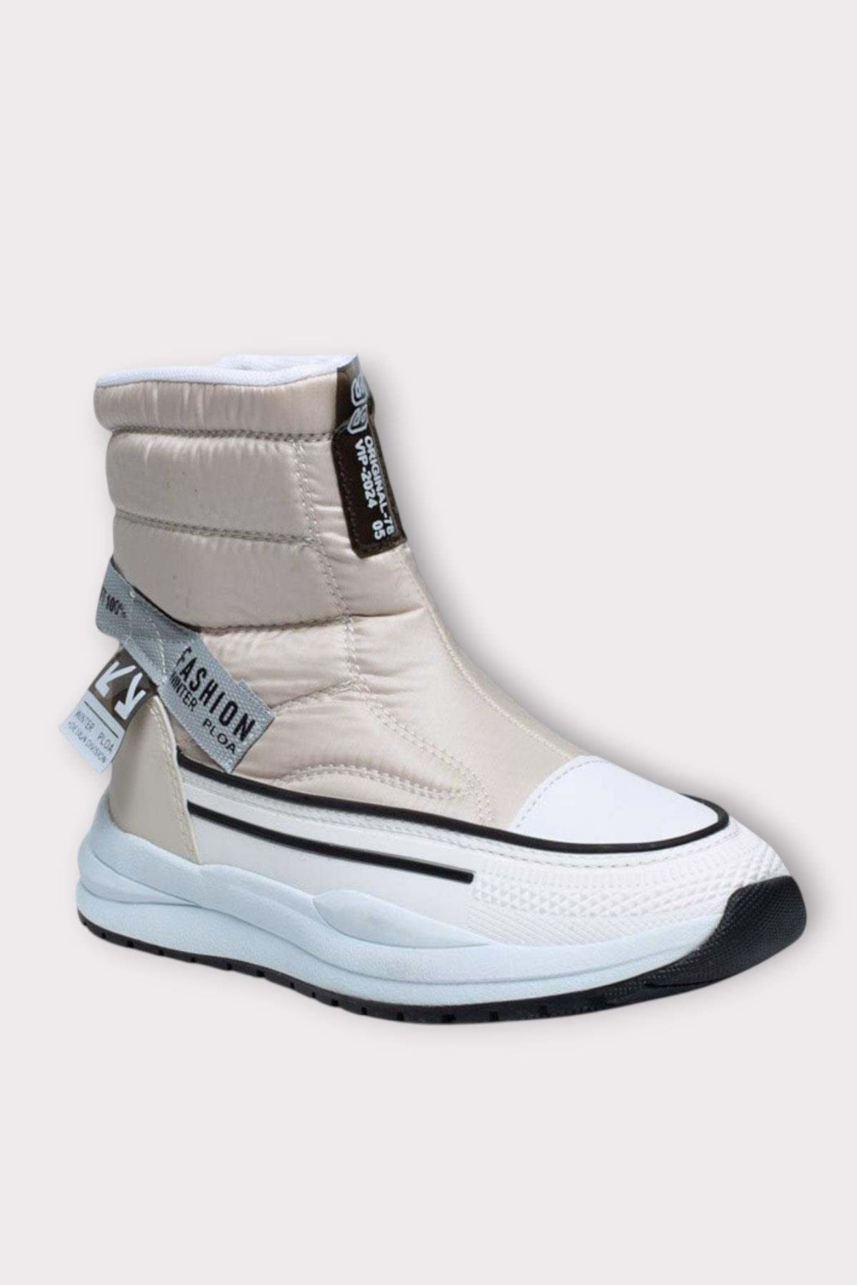 İçi Kürklü Kaydırmaz Taban Kadın Kar Botu BEJ - Görsel 3