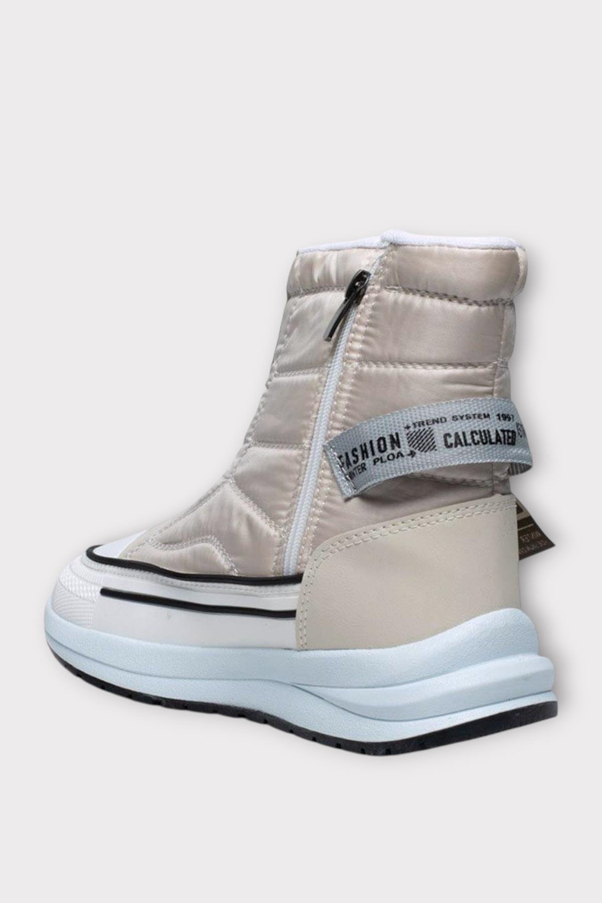 İçi Kürklü Kaydırmaz Taban Kadın Kar Botu BEJ - Görsel 4