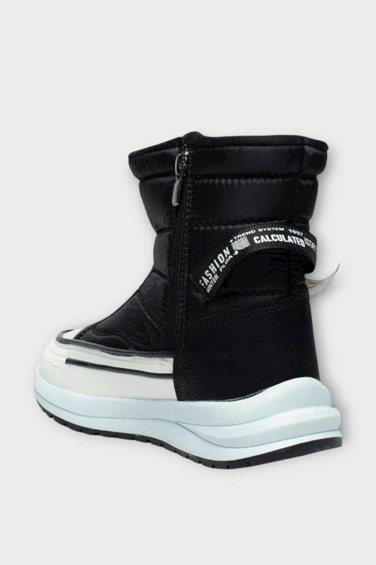 İçi Kürklü Kaydırmaz Taban Kadın Kar Botu SİYAH - Görsel 4