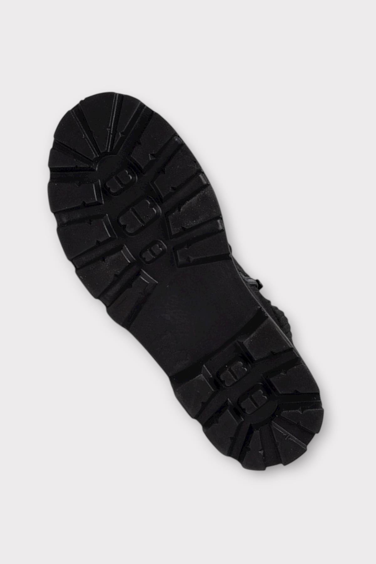 Bileği Lastikli Süet Kalın Taban Kadın Bot SİYAH - Görsel 8