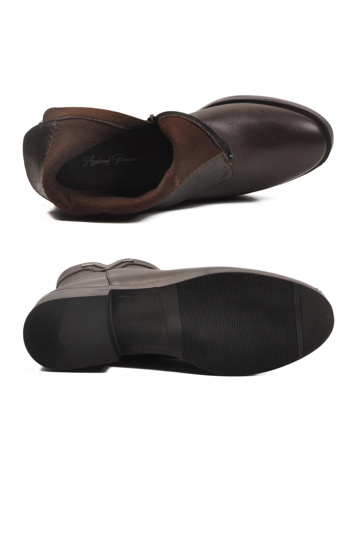 Aspor Kahve Hakiki Deri İçi Polarlı Kadın Topuklu Bot - Görsel 6