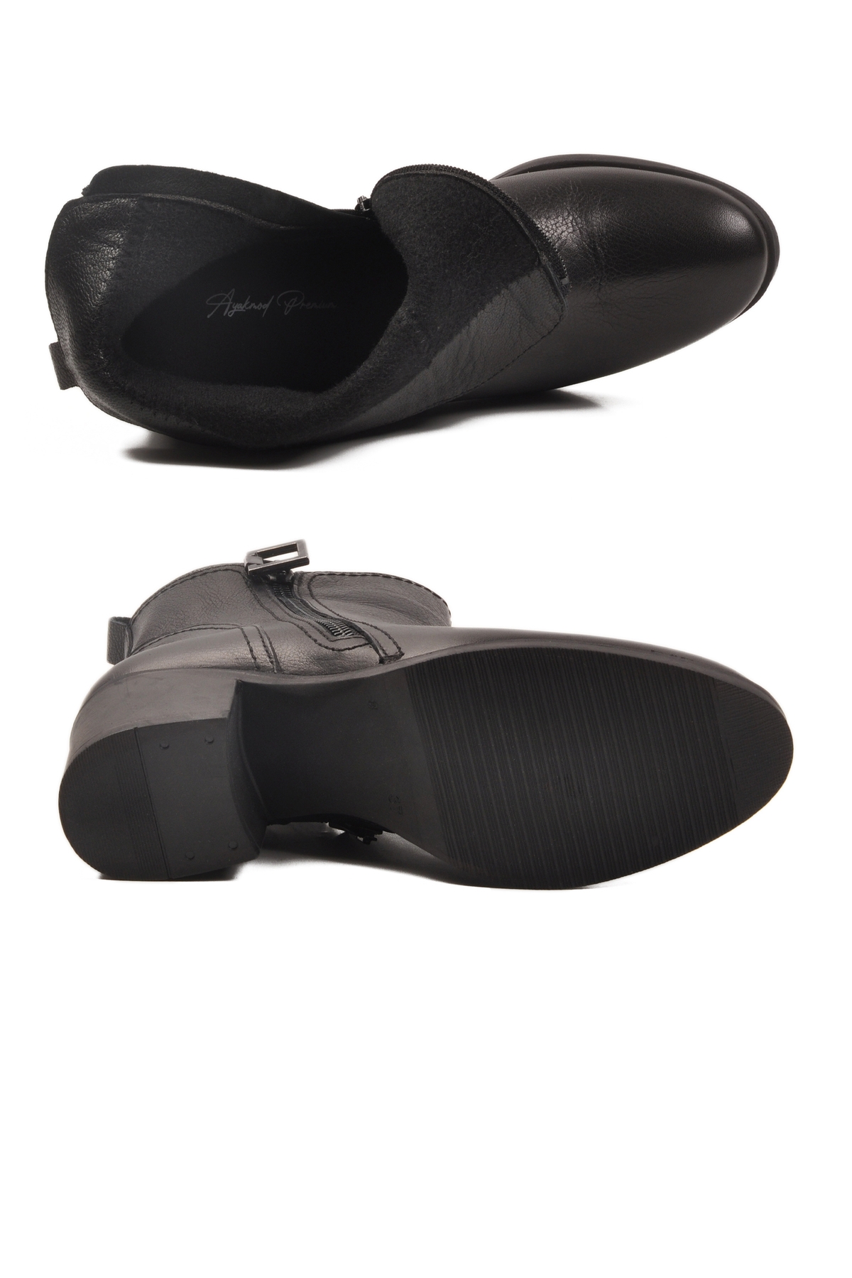 Aspor Siyah Hakiki Deri Fermuarlı Polarlı Kadın Topuklu Bot - Görsel 6