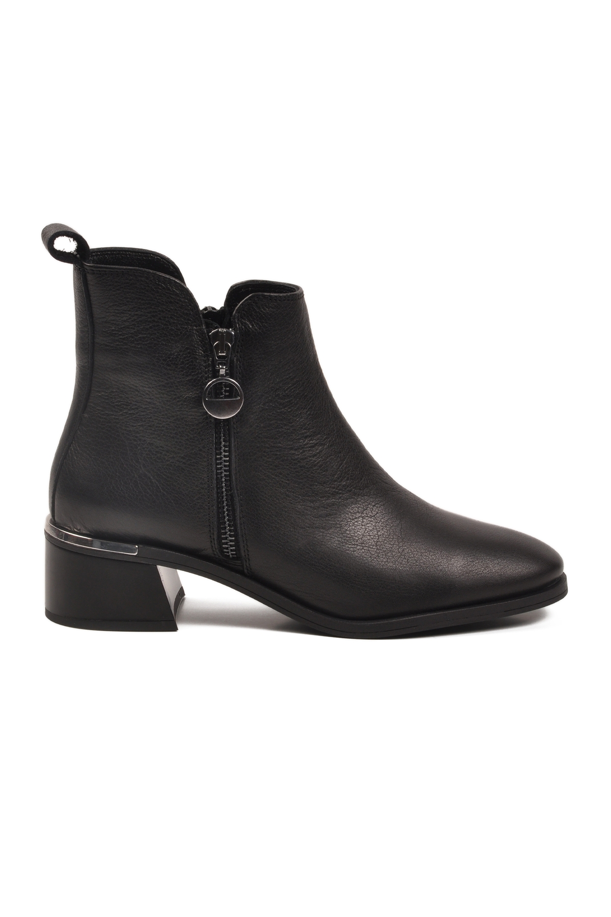 Aspor Siyah Hakiki Deri Polarlı Fermuarlı Kadın Topuklu Bot - Görsel 3