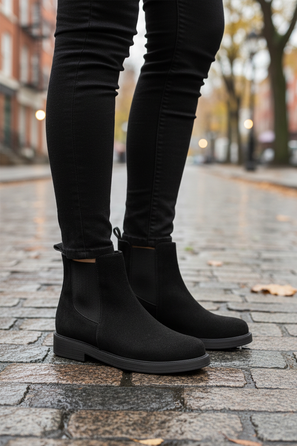 Aspor Siyah Süet Polarlı Kadın Chelsea Bot - Görsel 4