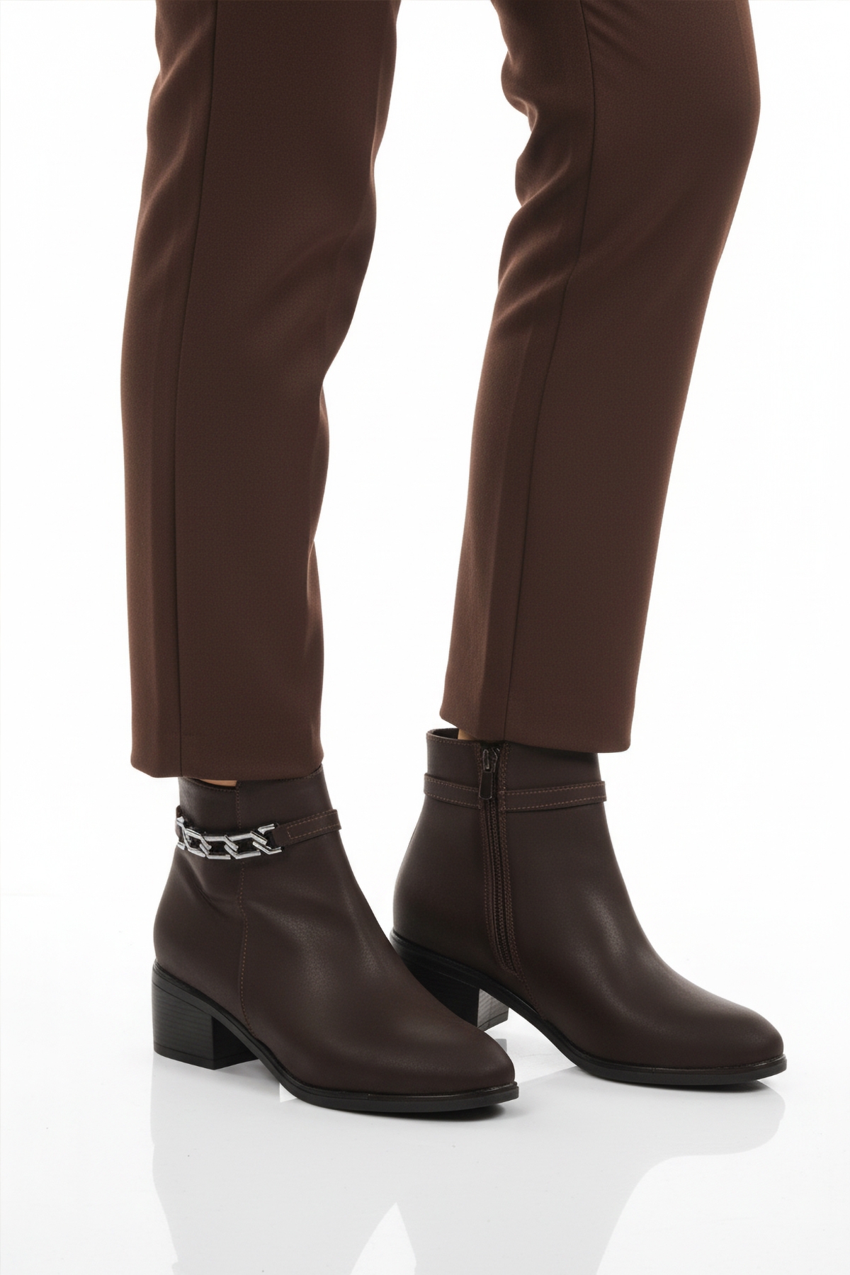 Aspor Kahve Fermuarlı Polarlı Kadın Topuklu Bot - Görsel 2