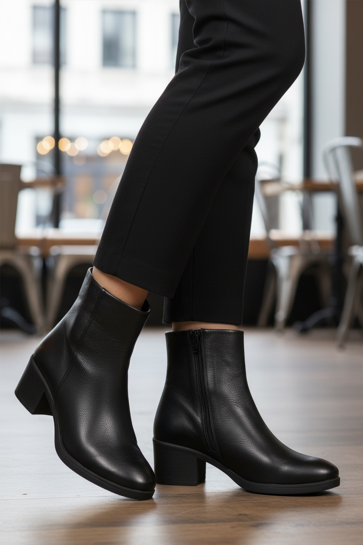 Aspor Siyah Hakiki Deri Fermuarlı Polarlı Kadın Topuklu Bot - Görsel 4