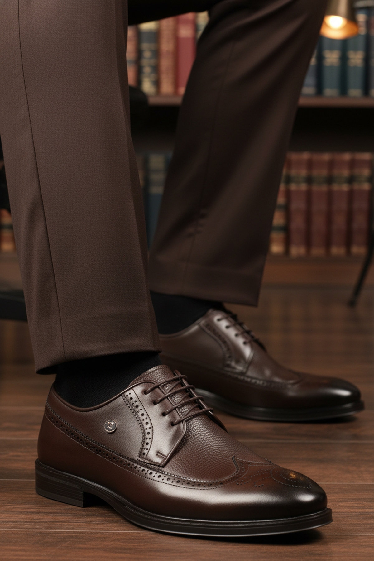 Kahverengi Hakiki Deri Erkek Klasik Ayakkabı - Görsel 4