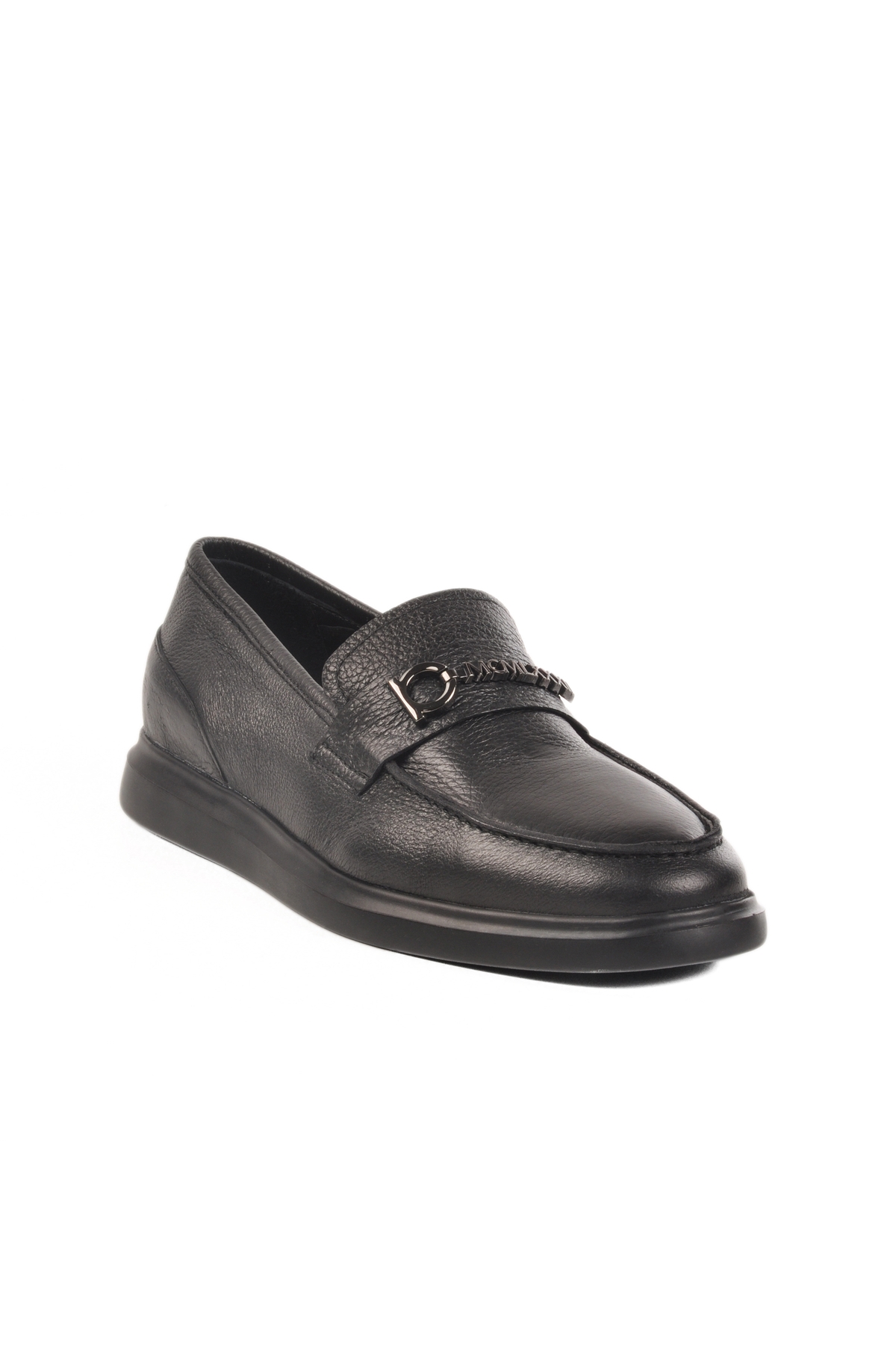 Siyah Siyah Hakiki Deri Erkek Sneaker - Görsel 4