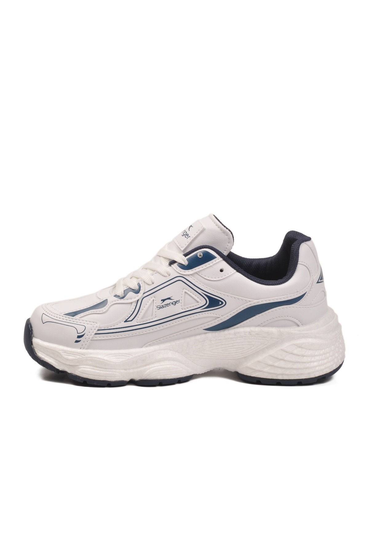 Beyaz Lacivert Bağcıklı Unisex Spor Ayakkabı - Görsel 5