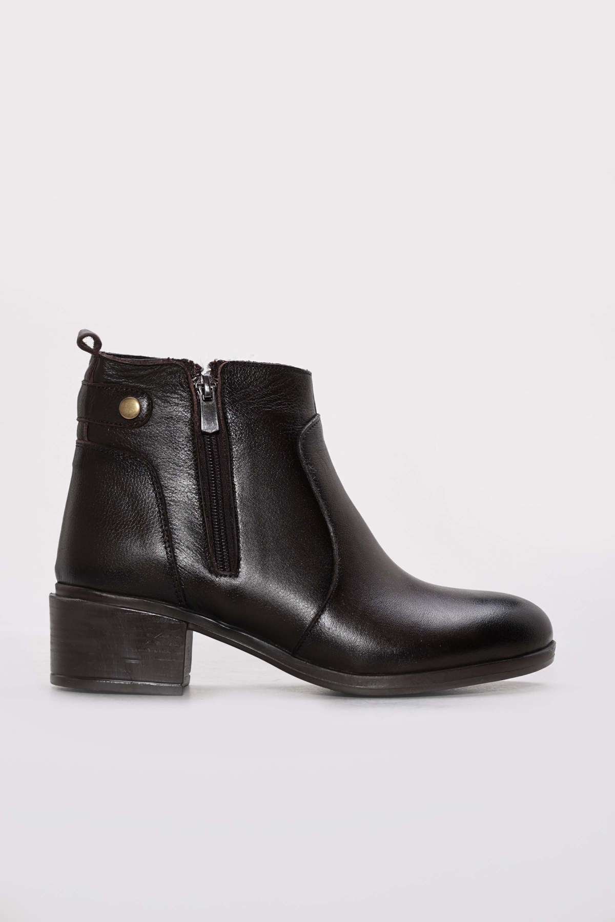 Fast Step Fast Step Kahverengi Hakiki Deri Kadın Dolgu Topuk Bot 164SZA04 | Flo Kahverengi - 2. görsel