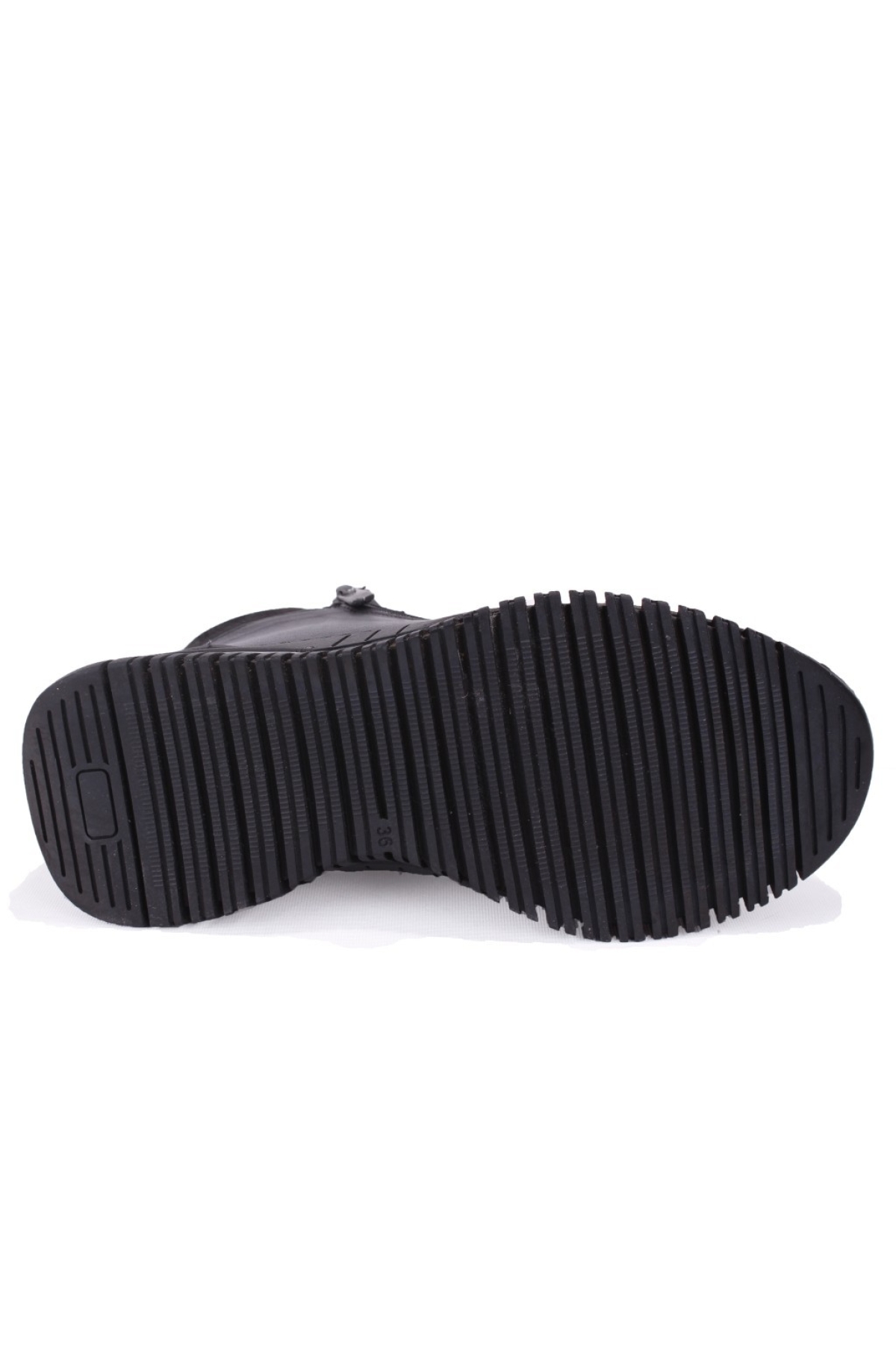 DZA07-122042650 Siyah Günlük Düz Taban Fermuarlı Deri Kadın Bot - Görsel 5