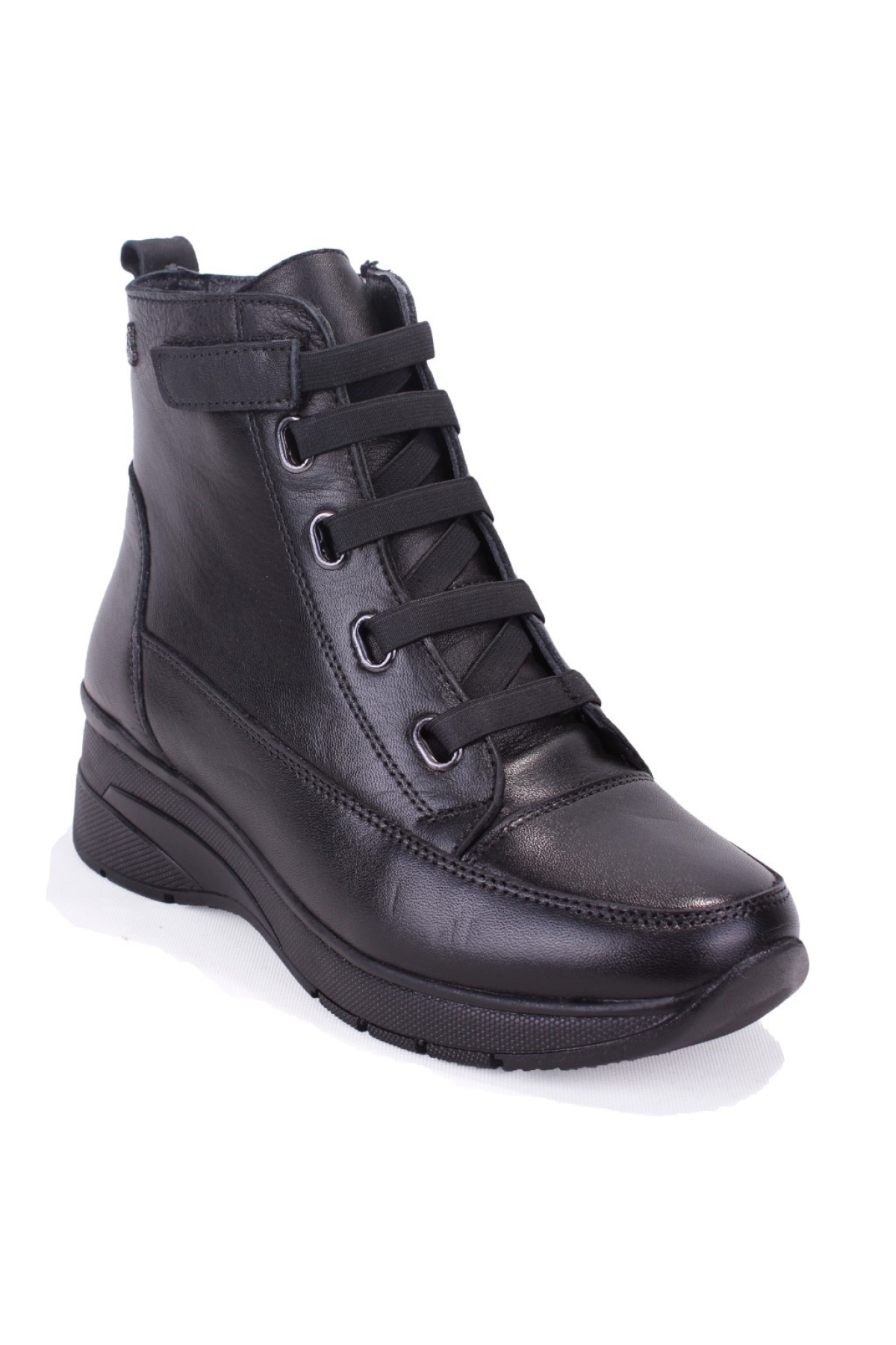 DZA07-13091527 Siyah Günlük Düz Taban Deri Kadın Bot - Görsel 2