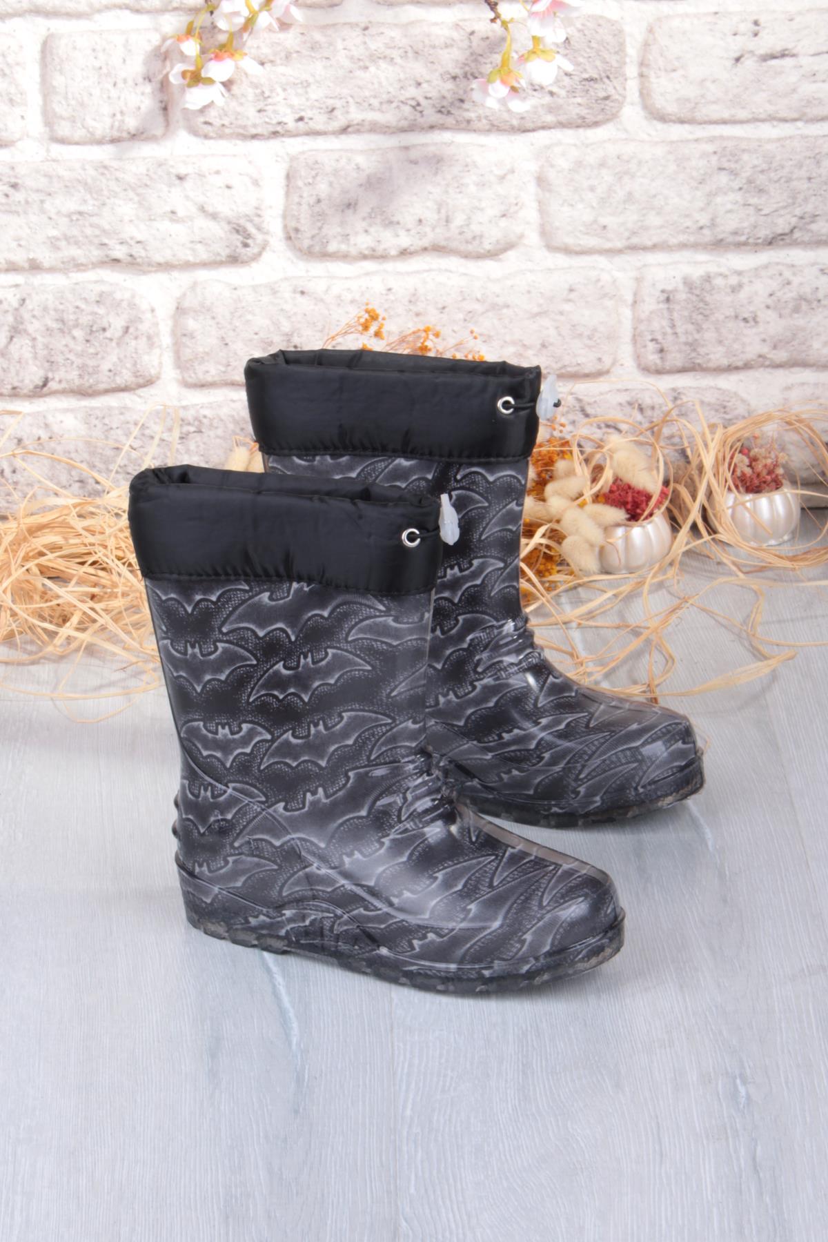 7061 Yarasa Figürlü İçi Peluşlu Su Geçirmez Erkek Çocuk Kar Yağmur Çizmesi - Görsel 2