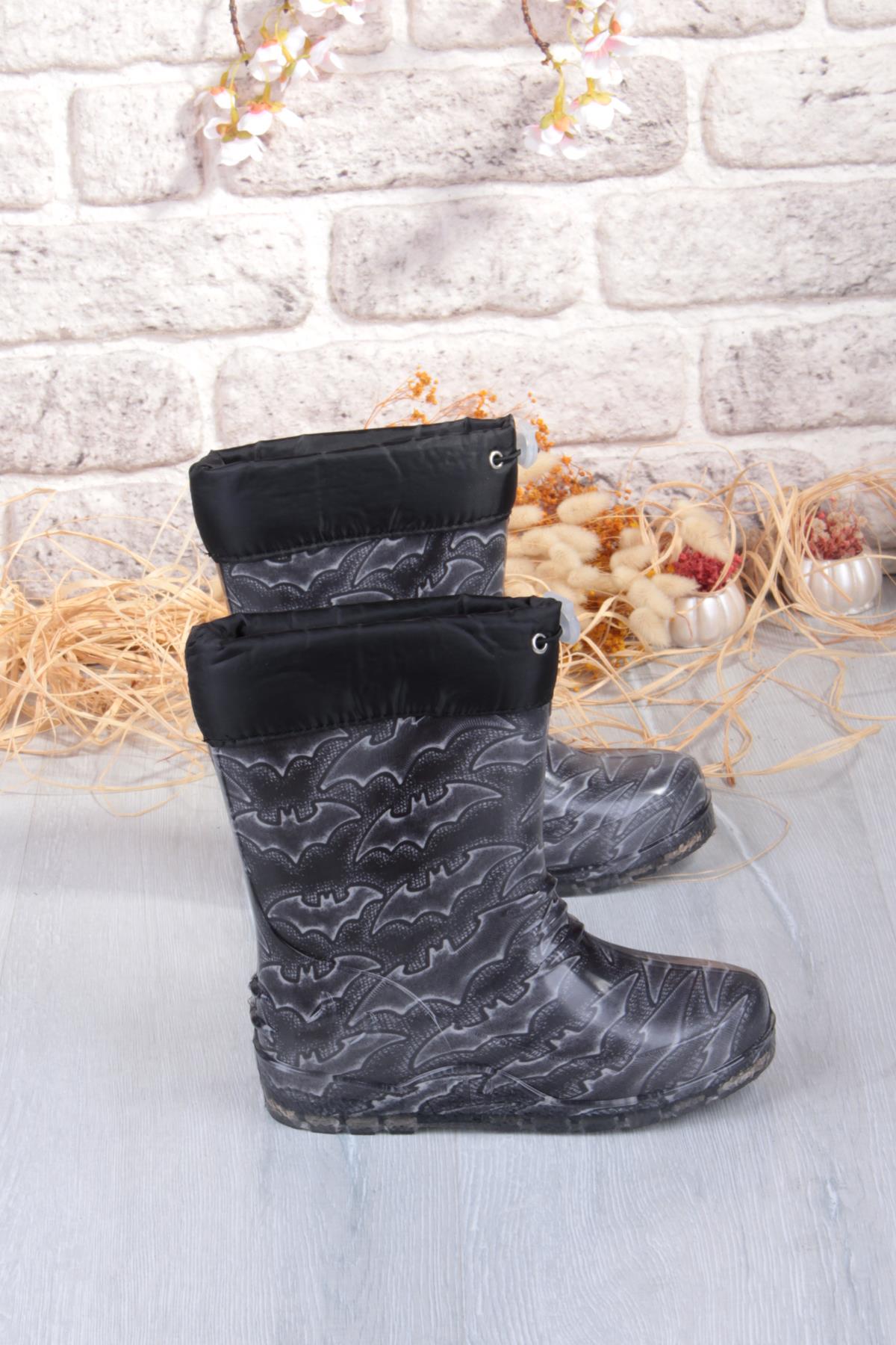 7061 Yarasa Figürlü İçi Peluşlu Su Geçirmez Erkek Çocuk Kar Yağmur Çizmesi - Görsel 3