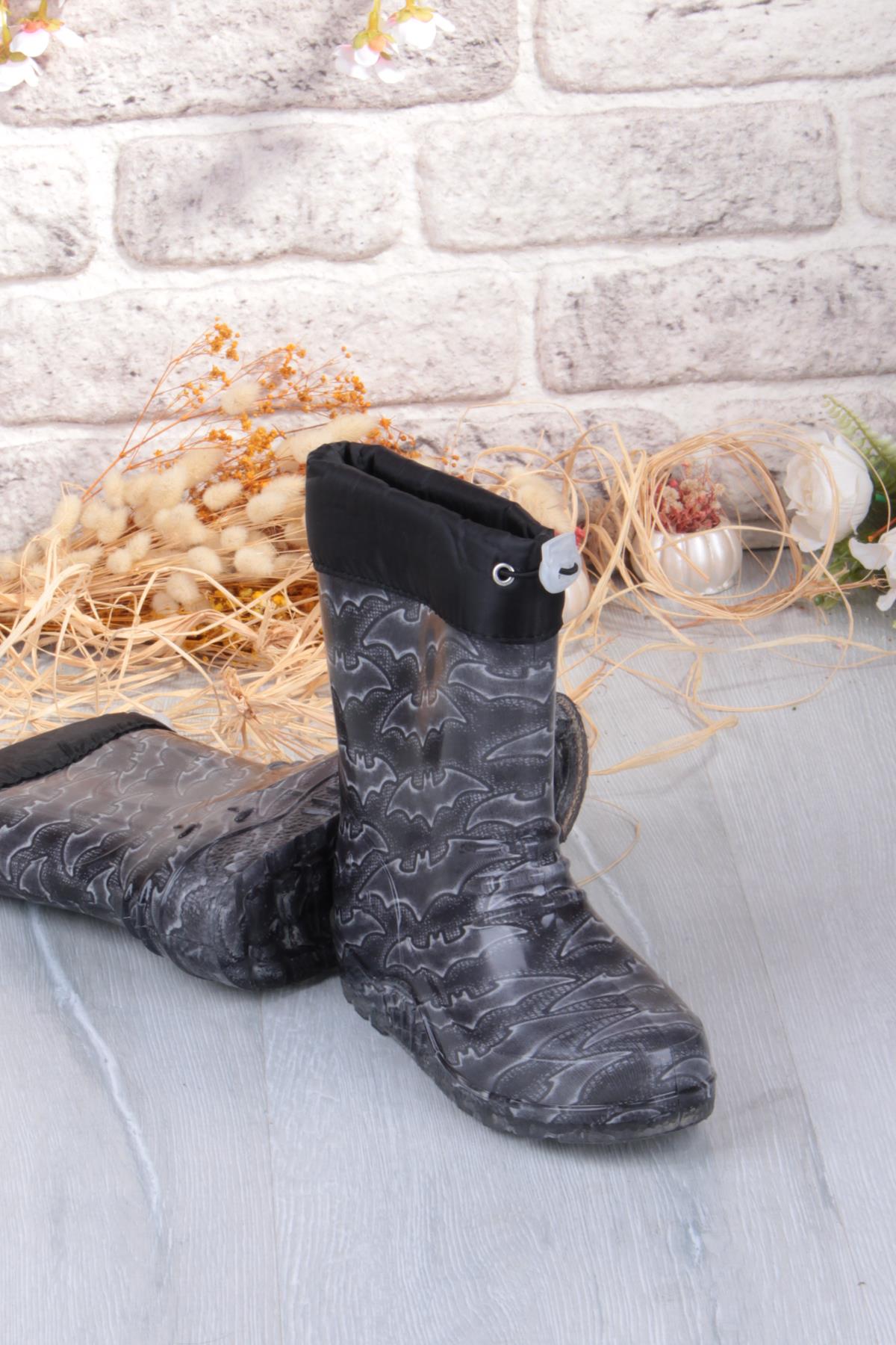 7061 Yarasa Figürlü İçi Peluşlu Su Geçirmez Erkek Çocuk Kar Yağmur Çizmesi - Görsel 7