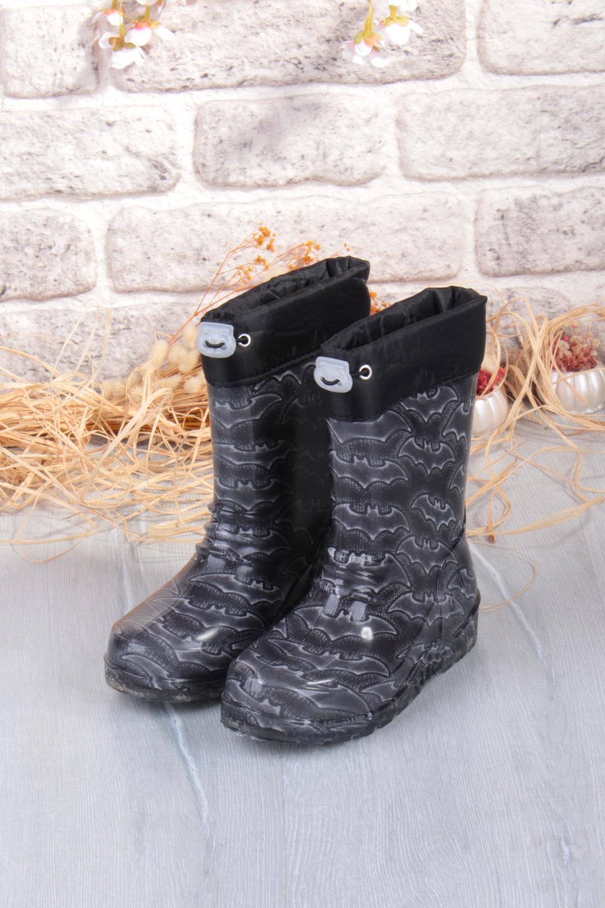 7061 Yarasa Figürlü İçi Peluşlu Su Geçirmez Erkek Çocuk Kar Yağmur Çizmesi - Görsel 8