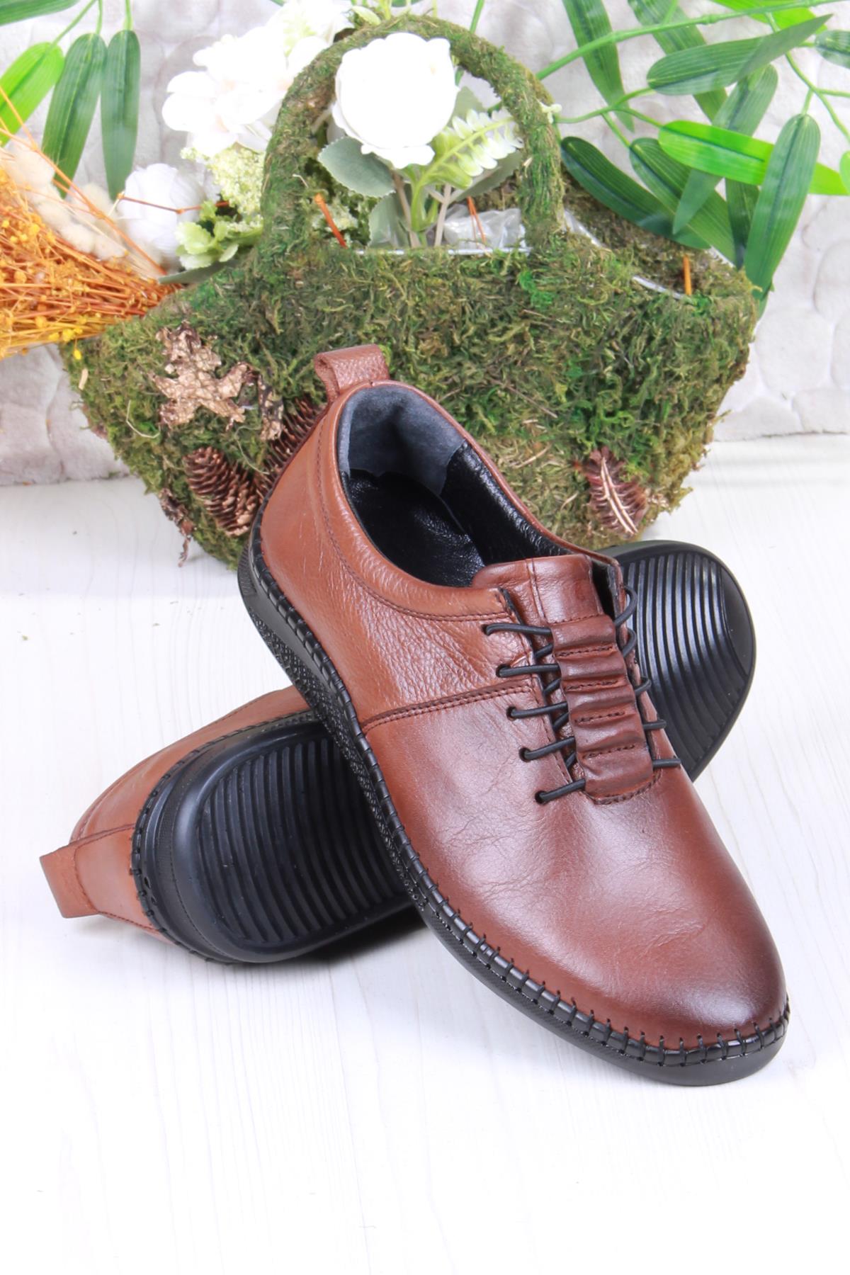 425060 Yumuşak Esnek Rahat Lastik Bağcıklı Hakiki Deri Erkek Ayakkabı - Görsel 5