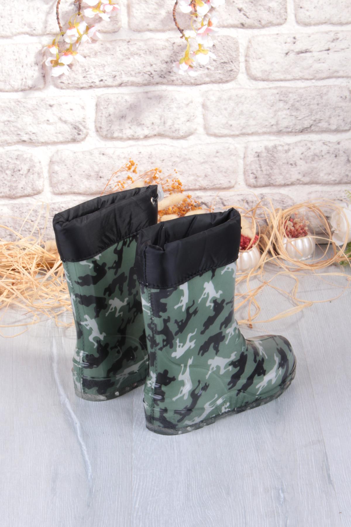 7061 Asker Figürlü İçi Peluşlu Su Geçirmez Erkek Çocuk Kar Yağmur Çizmesi - Görsel 6