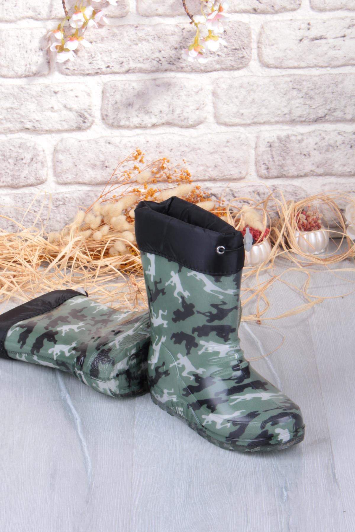 7061 Asker Figürlü İçi Peluşlu Su Geçirmez Erkek Çocuk Kar Yağmur Çizmesi - Görsel 7