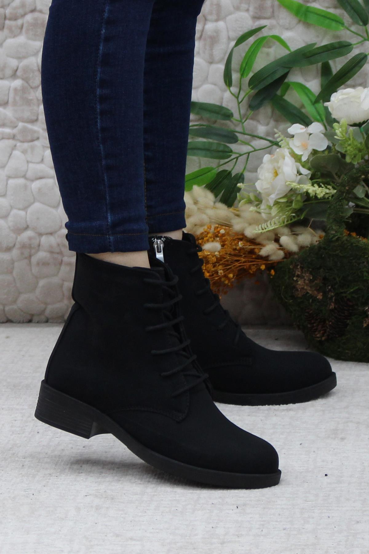 42152 Siyah Sıcak Astar Kaymaz Taban Kadın Bot - Görsel 2