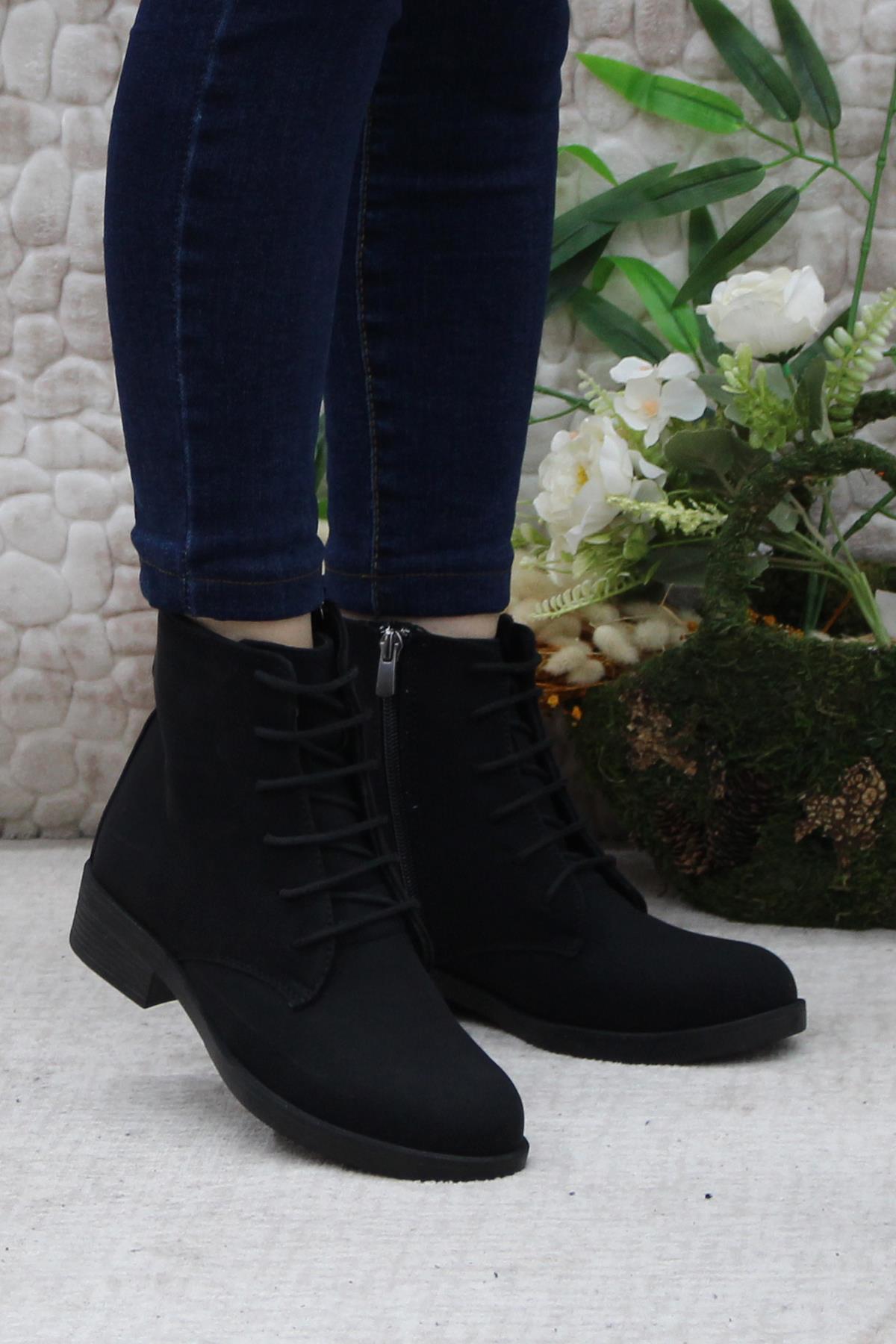 42152 Siyah Sıcak Astar Kaymaz Taban Kadın Bot - Görsel 3