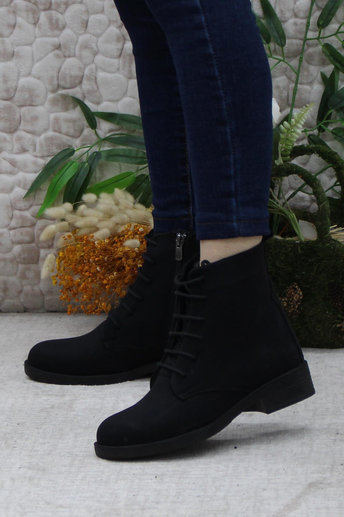 42152 Siyah Sıcak Astar Kaymaz Taban Kadın Bot - Görsel 4