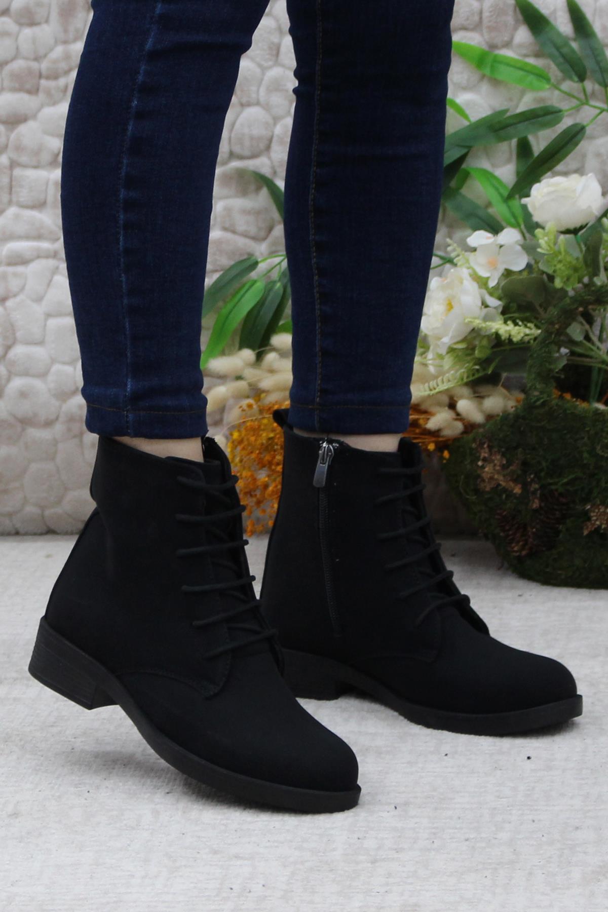 42152 Siyah Sıcak Astar Kaymaz Taban Kadın Bot - Görsel 5