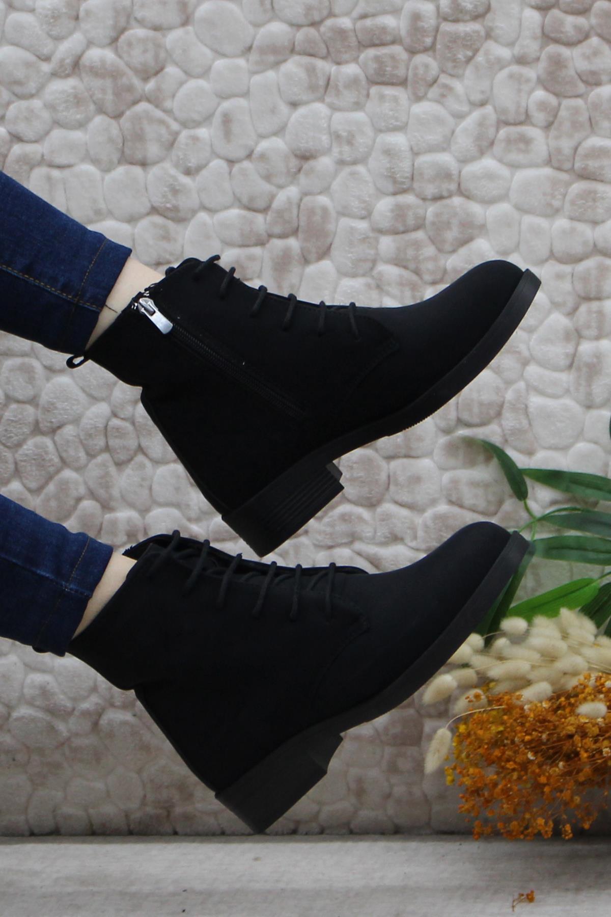 42152 Siyah Sıcak Astar Kaymaz Taban Kadın Bot - Görsel 6