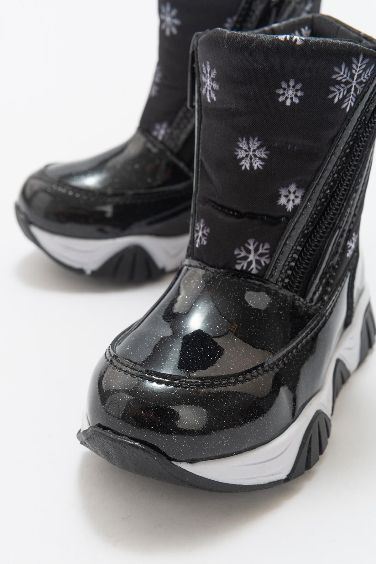 Kız Çocuk Siyah Simli Rugan Deri Suya Dayanıklı Kürklü Günlük Bot - Görsel 3