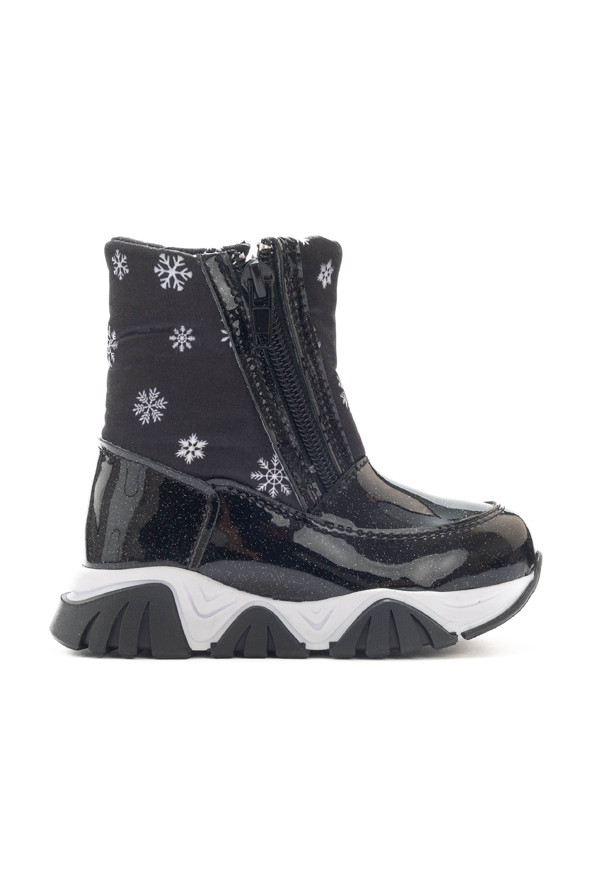 Kız Çocuk Siyah Simli Rugan Deri Suya Dayanıklı Kürklü Günlük Bot - Görsel 5