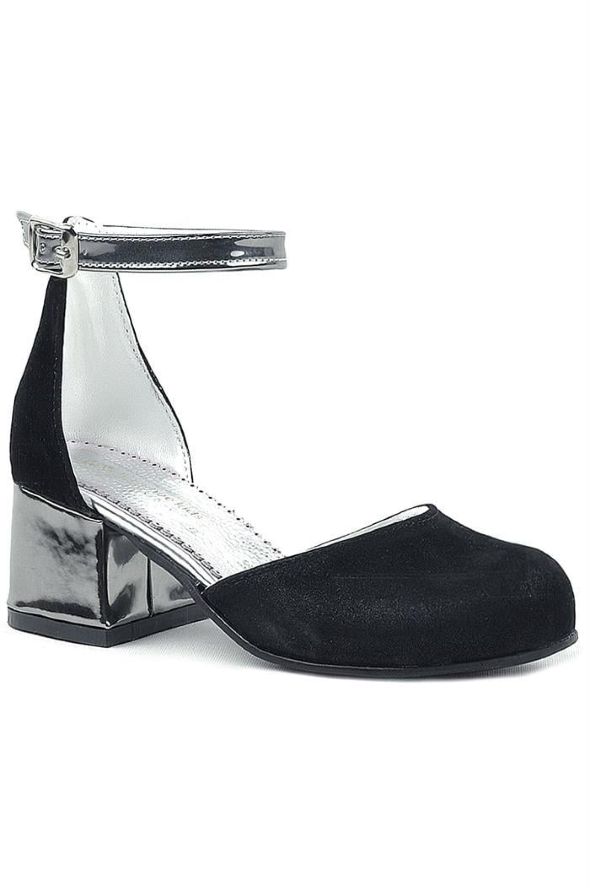 Merida Siyah Platin Kalın Topuklu Kız Çocuk Topuklu Ayakkabı - Görsel 2