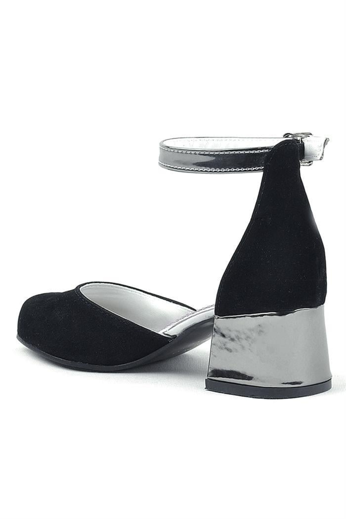 Merida Siyah Platin Kalın Topuklu Kız Çocuk Topuklu Ayakkabı - Görsel 5