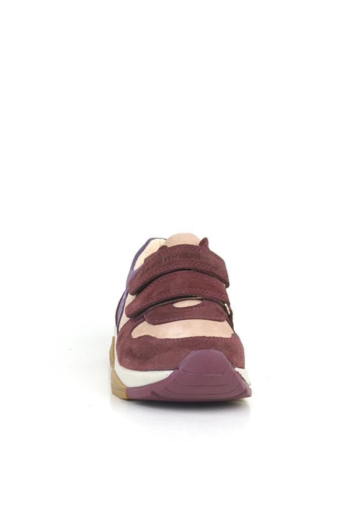 Hakiki Deri Bordo Pembe Kız Çocuk Cırtlı Sneakers Spor Ayakkabı - Görsel 4