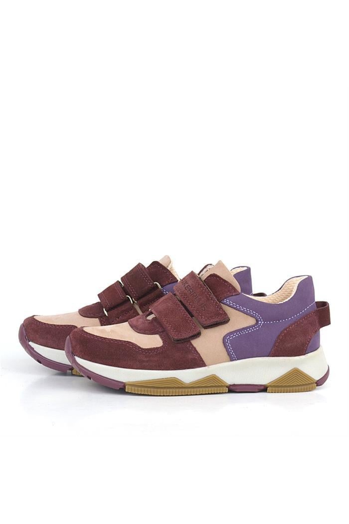 Hakiki Deri Bordo Pembe Kız Çocuk Cırtlı Sneakers Spor Ayakkabı - Görsel 5