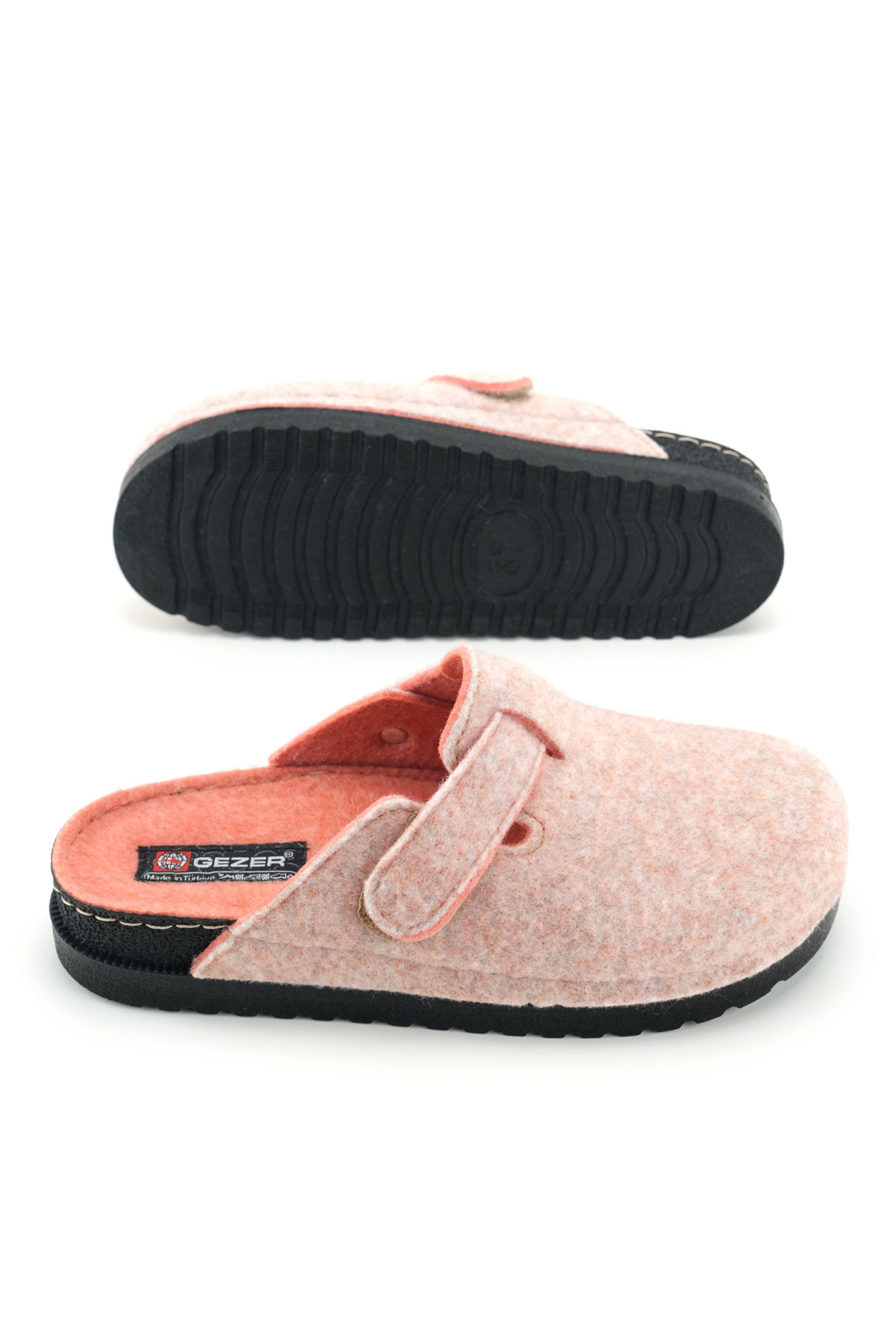 Gezer Gezer Turuncu Kadın Kışlık Rahat Taban Cırtlı Ayarlanabilir Keçe Ev Bahçe Terlik Sandalet & Terlik | Flo Turuncu - 6. görsel