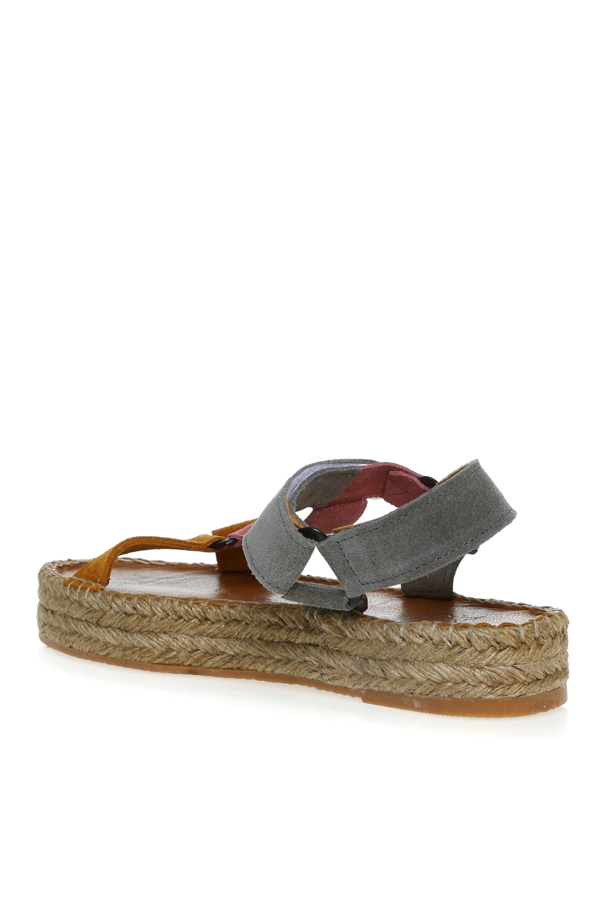 Deri Gri Kadın Sandalet HEMANT - Görsel 3