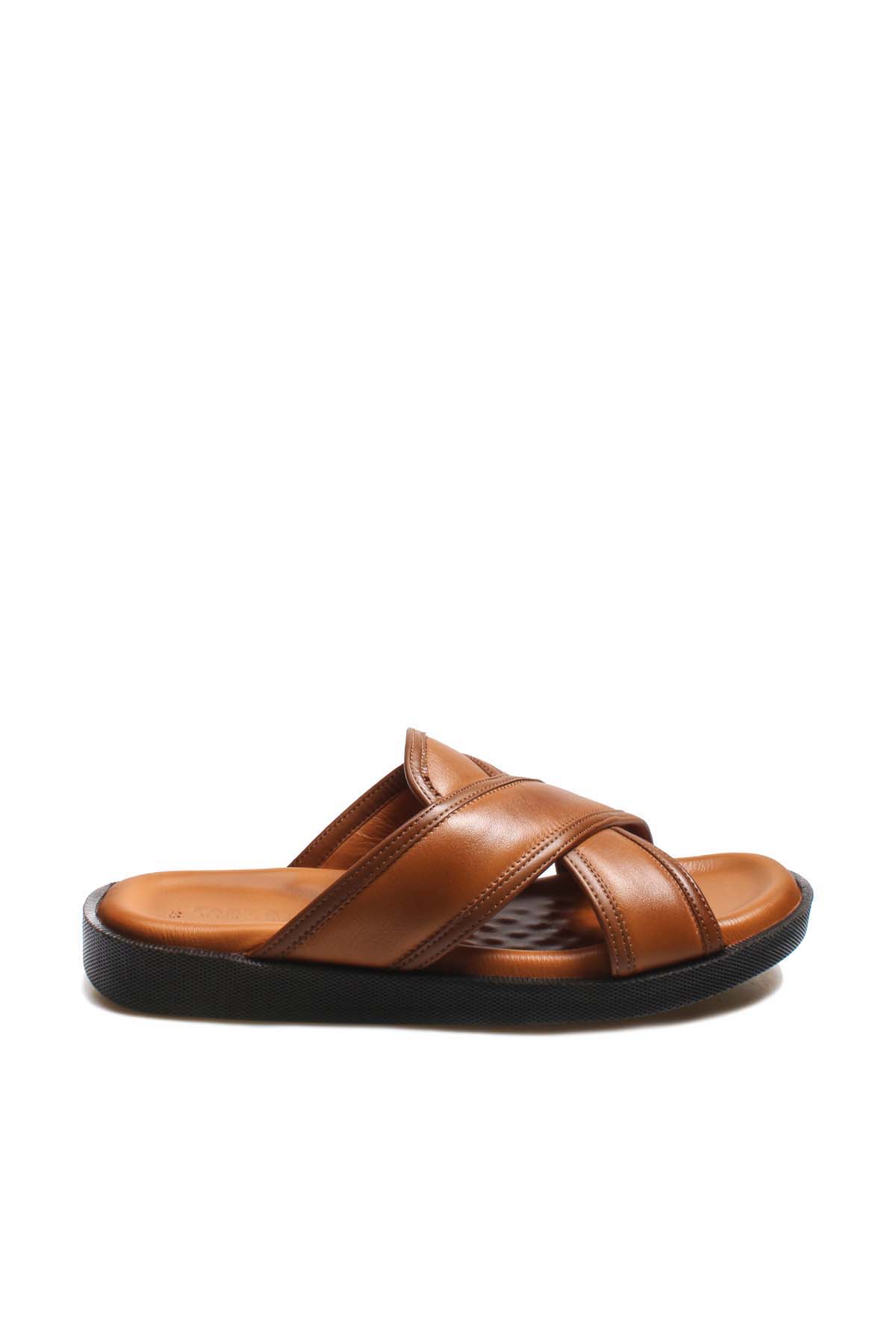 Hakiki Deri Erkek Düz Terlik 018MAM-65-C-2 - Görsel 2